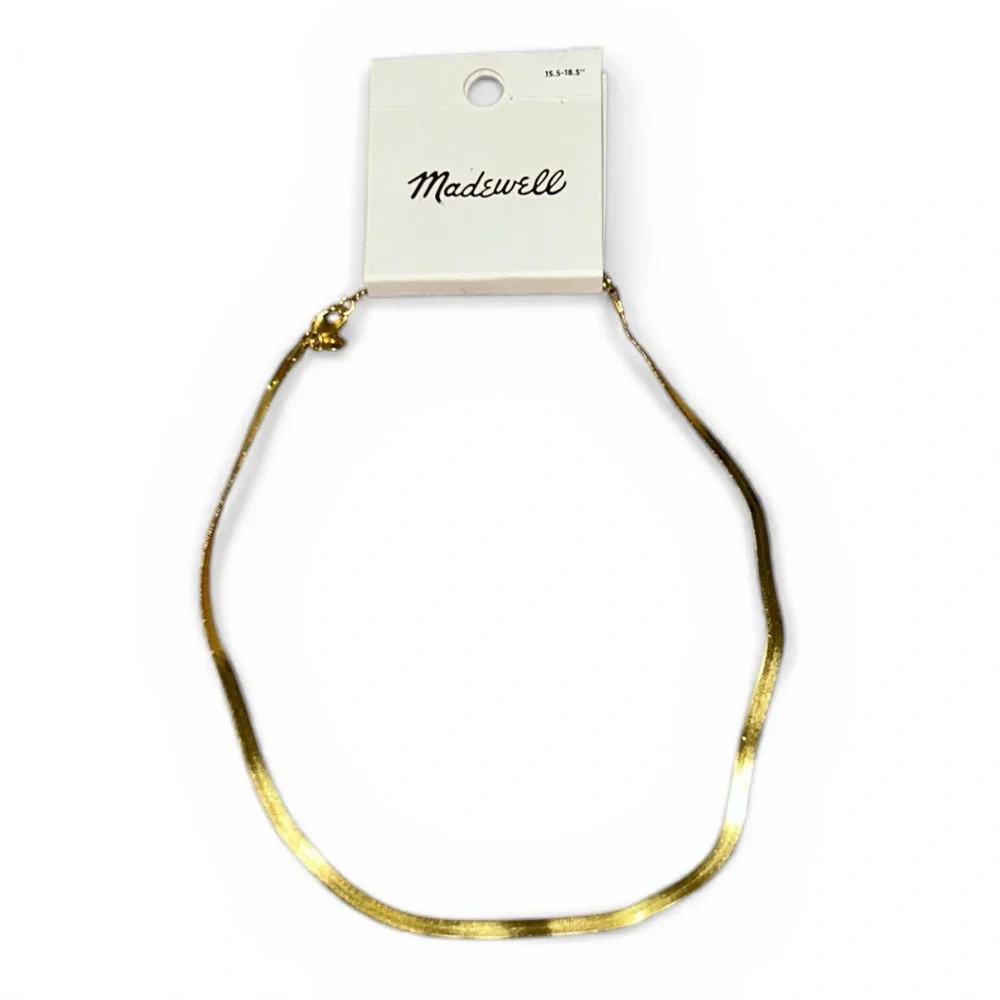 Madewell Herringbone Chain Necklace in Vintage Gold - Picture 2 of 10